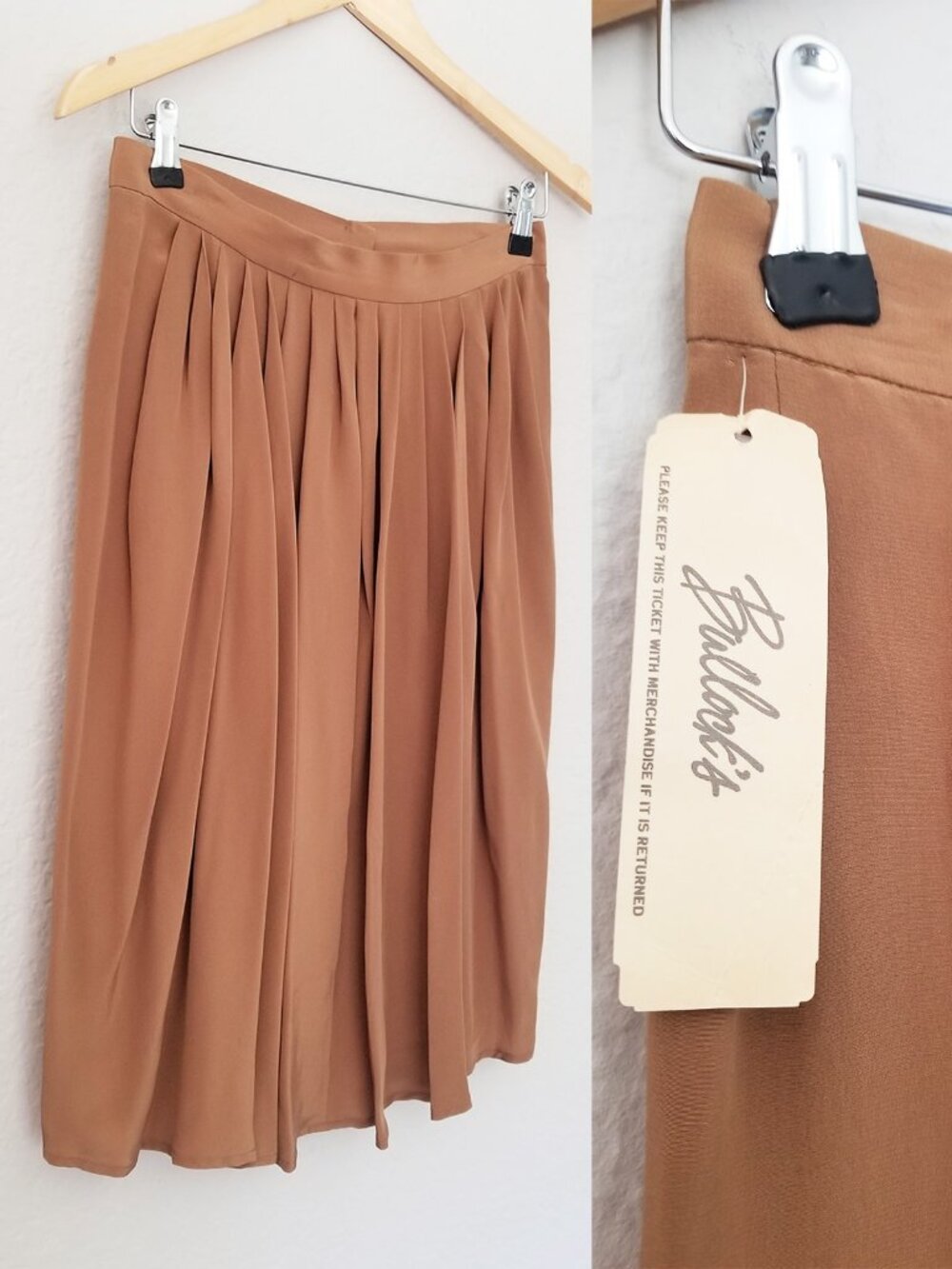 NEW Vintage Deadstock Bullocks Ann Klein II 100% Silk Pleated Skirt Size 10 $116